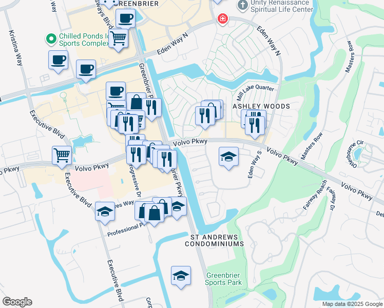 map of restaurants, bars, coffee shops, grocery stores, and more near 910 Seabreeze Court in Chesapeake