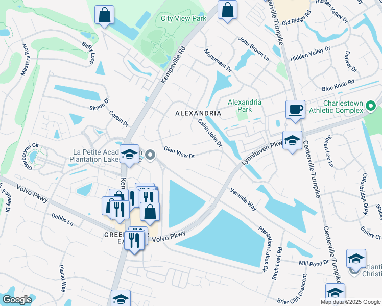 map of restaurants, bars, coffee shops, grocery stores, and more near 1102 Veranda Way in Chesapeake