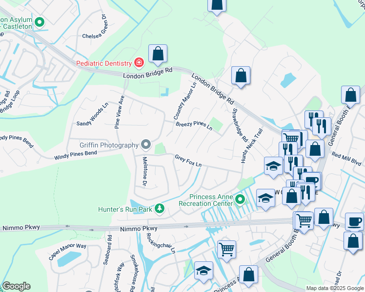 map of restaurants, bars, coffee shops, grocery stores, and more near 2308 Tartingers Quay in Virginia Beach
