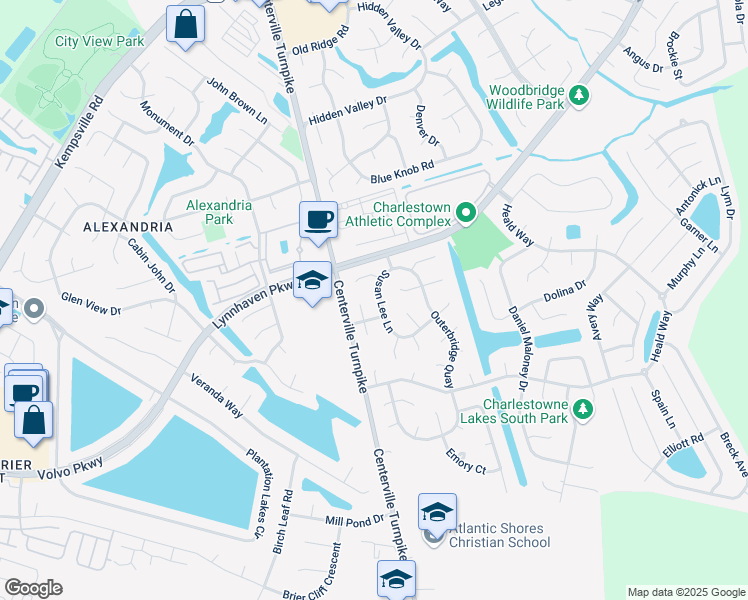 map of restaurants, bars, coffee shops, grocery stores, and more near 2081 Sara Lee Lane in Virginia Beach