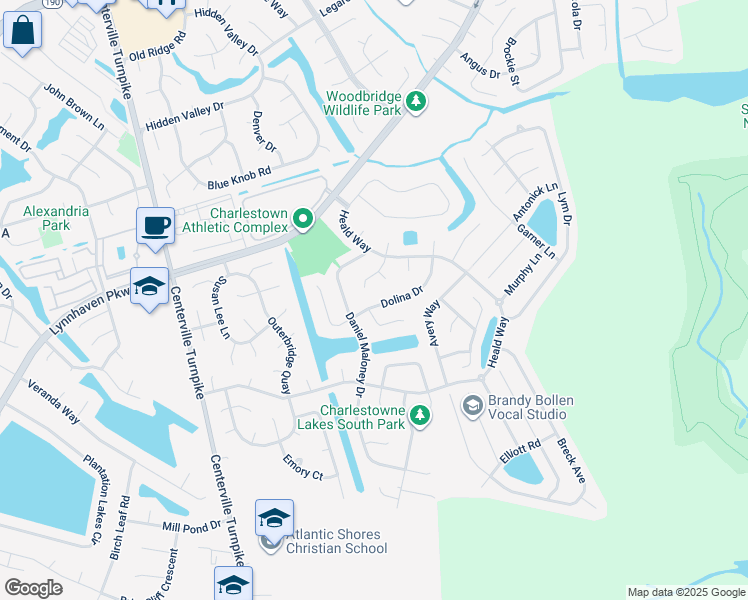 map of restaurants, bars, coffee shops, grocery stores, and more near 1932 Dolina Drive in Virginia Beach