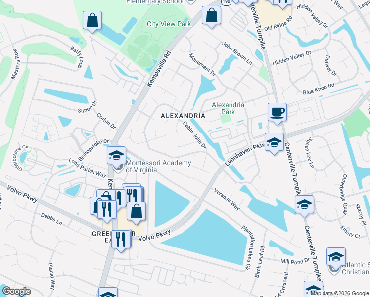 map of restaurants, bars, coffee shops, grocery stores, and more near 5913 Chain Bridge Road in Virginia Beach