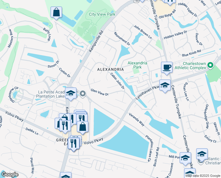 map of restaurants, bars, coffee shops, grocery stores, and more near 5933 Chain Bridge Road in Virginia Beach