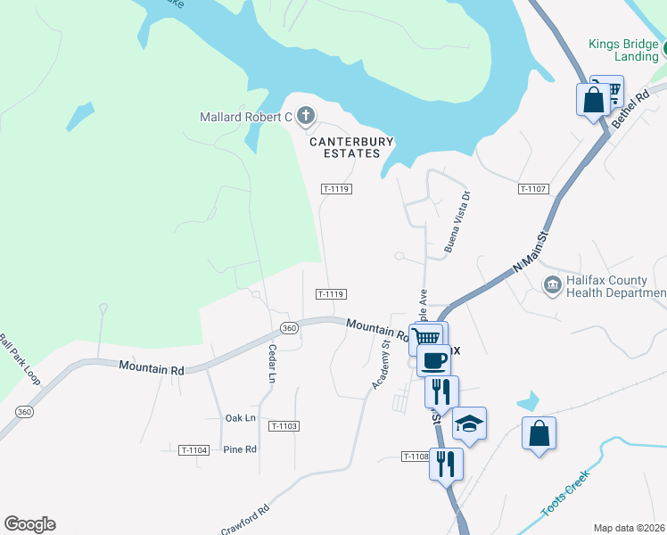 map of restaurants, bars, coffee shops, grocery stores, and more near 350 Canterbury Drive in Halifax