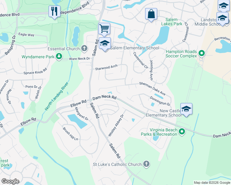 map of restaurants, bars, coffee shops, grocery stores, and more near 2109 Scotland Street in Virginia Beach