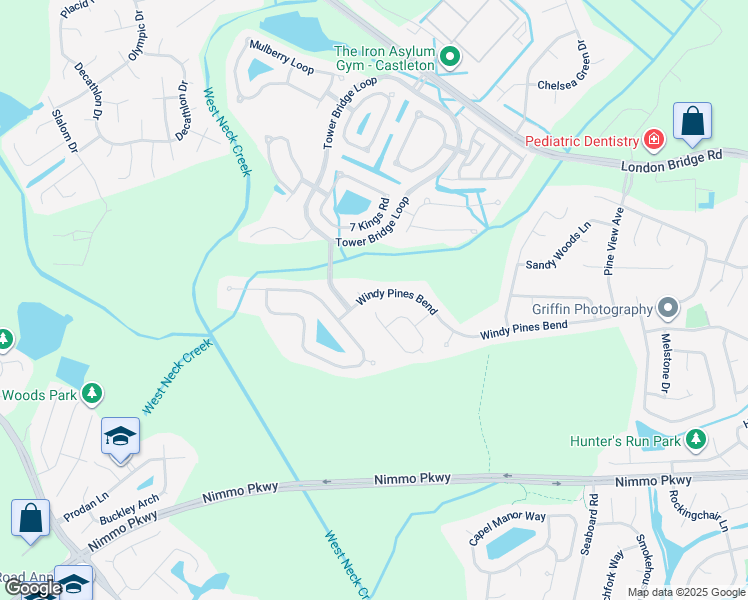 map of restaurants, bars, coffee shops, grocery stores, and more near 1900 Winterhaven Drive in Virginia Beach
