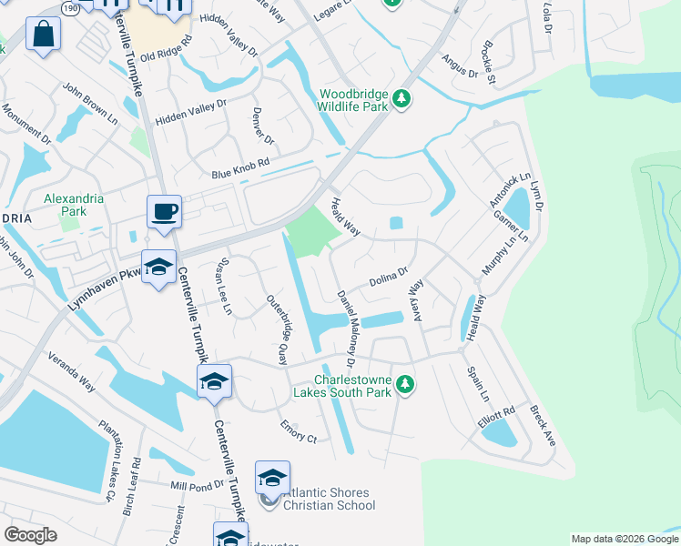map of restaurants, bars, coffee shops, grocery stores, and more near 941 Daniel Maloney Drive in Virginia Beach