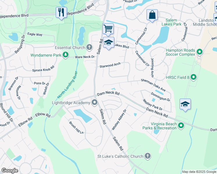 map of restaurants, bars, coffee shops, grocery stores, and more near 4069 Sherman Oaks Avenue in Virginia Beach