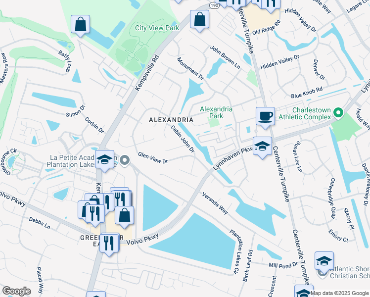 map of restaurants, bars, coffee shops, grocery stores, and more near 5913 Chain Bridge Road in Virginia Beach