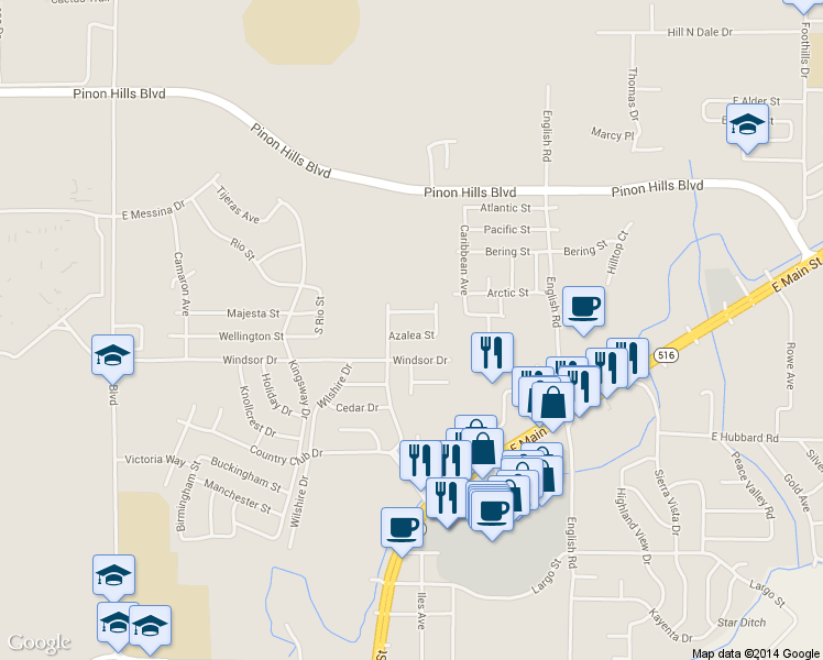 map of restaurants, bars, coffee shops, grocery stores, and more near 4200 Azalea Street in Farmington