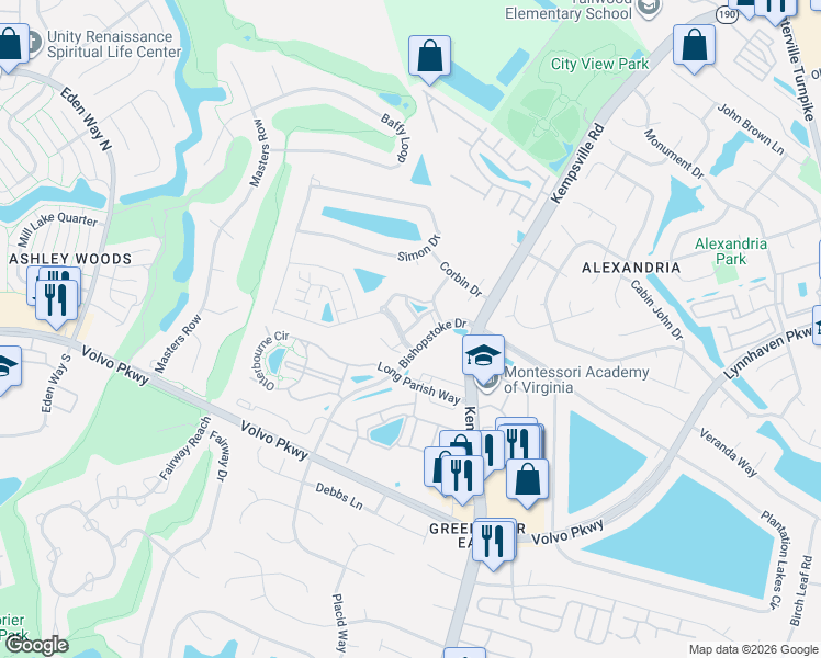 map of restaurants, bars, coffee shops, grocery stores, and more near 1507 Rosehill Drive in Chesapeake
