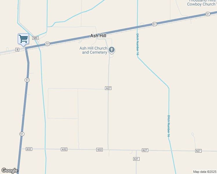 map of restaurants, bars, coffee shops, grocery stores, and more near 370 County Road 627 in Fisk
