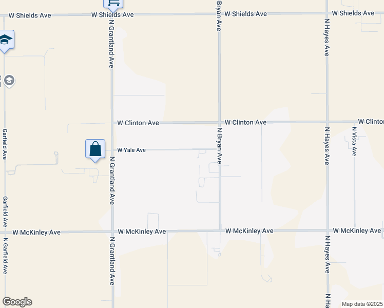 map of restaurants, bars, coffee shops, grocery stores, and more near 6601 West Yale Avenue in Fresno