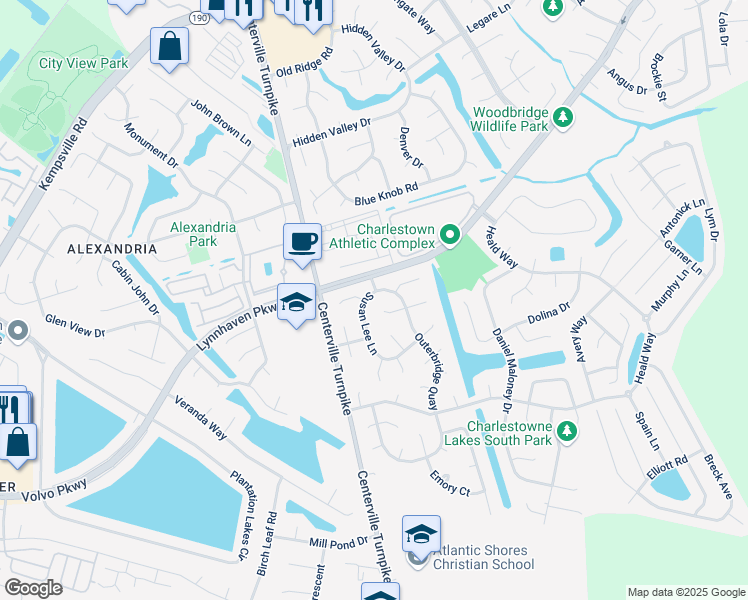 map of restaurants, bars, coffee shops, grocery stores, and more near 2081 Sara Lee Lane in Virginia Beach