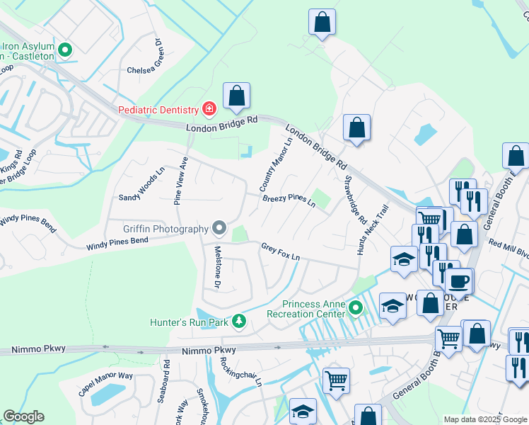 map of restaurants, bars, coffee shops, grocery stores, and more near 2308 Tartingers Quay in Virginia Beach