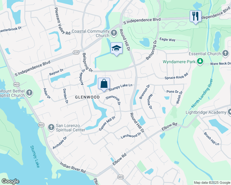map of restaurants, bars, coffee shops, grocery stores, and more near 3828 Sterncroft Drive in Virginia Beach