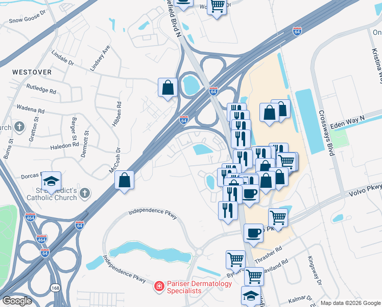 map of restaurants, bars, coffee shops, grocery stores, and more near 1509 Tintern Street in Chesapeake
