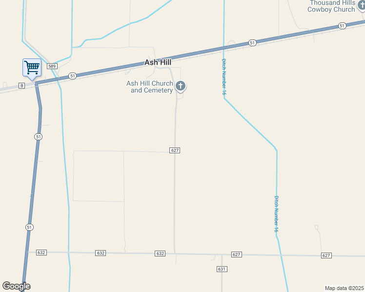 map of restaurants, bars, coffee shops, grocery stores, and more near 370 County Road 627 in Fisk