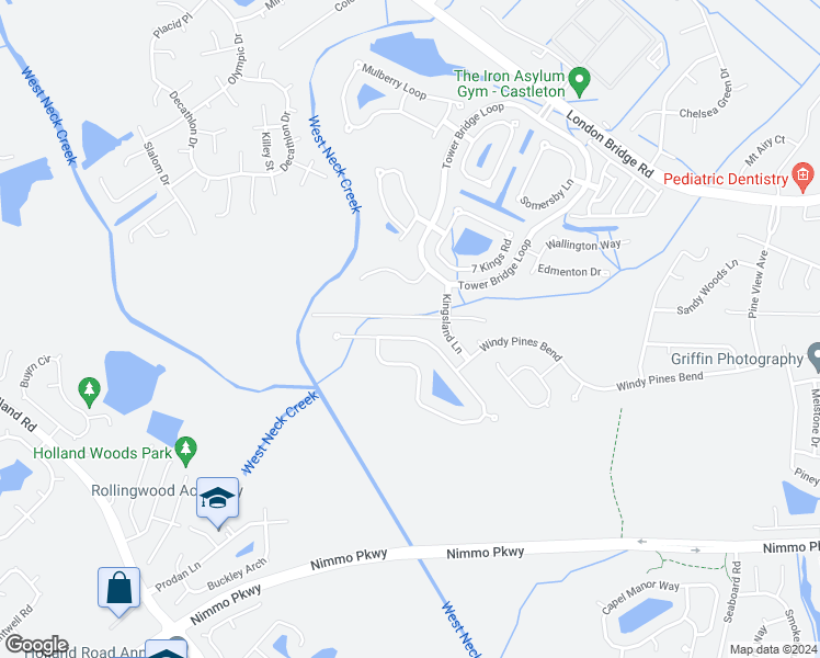 map of restaurants, bars, coffee shops, grocery stores, and more near 2689 Springhaven Drive in Virginia Beach