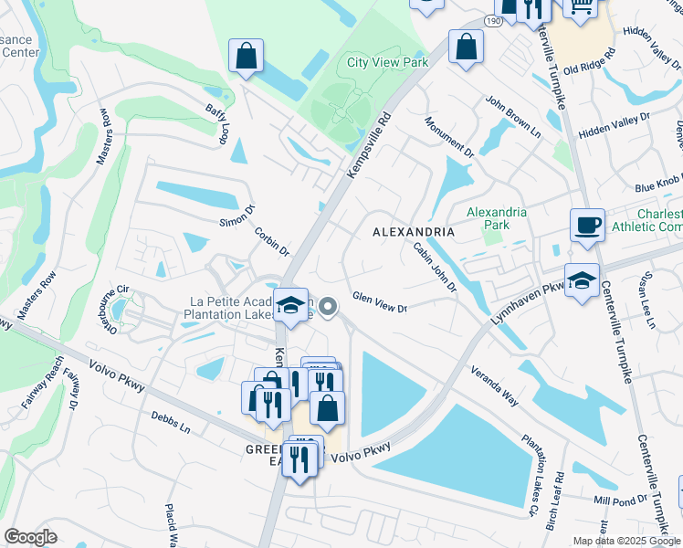 map of restaurants, bars, coffee shops, grocery stores, and more near 2152 Fort Belvoir Drive in Virginia Beach