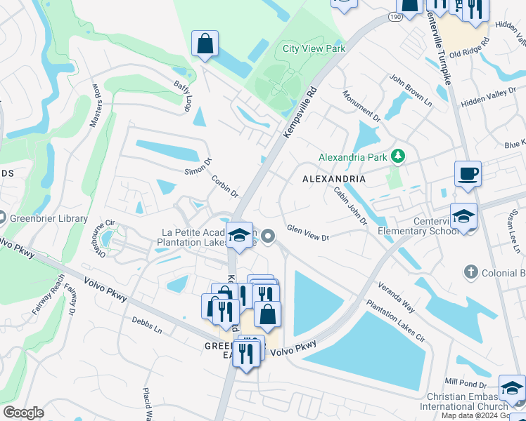 map of restaurants, bars, coffee shops, grocery stores, and more near 2184 Fort Belvoir Drive in Virginia Beach