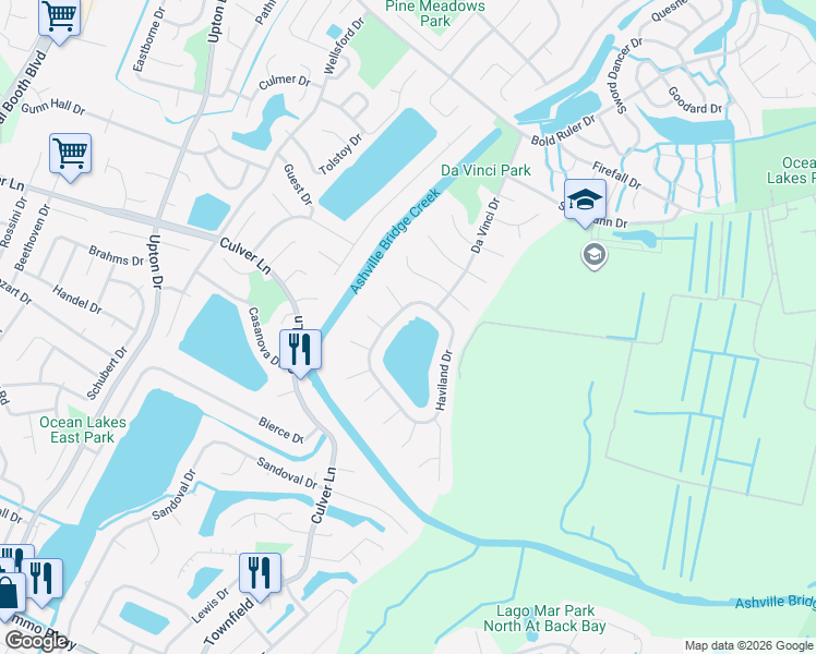 map of restaurants, bars, coffee shops, grocery stores, and more near 2013 Haviland Drive in Virginia Beach