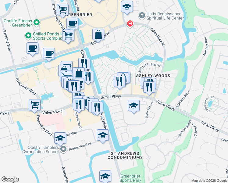map of restaurants, bars, coffee shops, grocery stores, and more near in Chesapeake