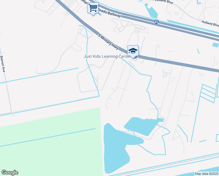 map of restaurants, bars, coffee shops, grocery stores, and more near 718 Dana Drive in Chesapeake