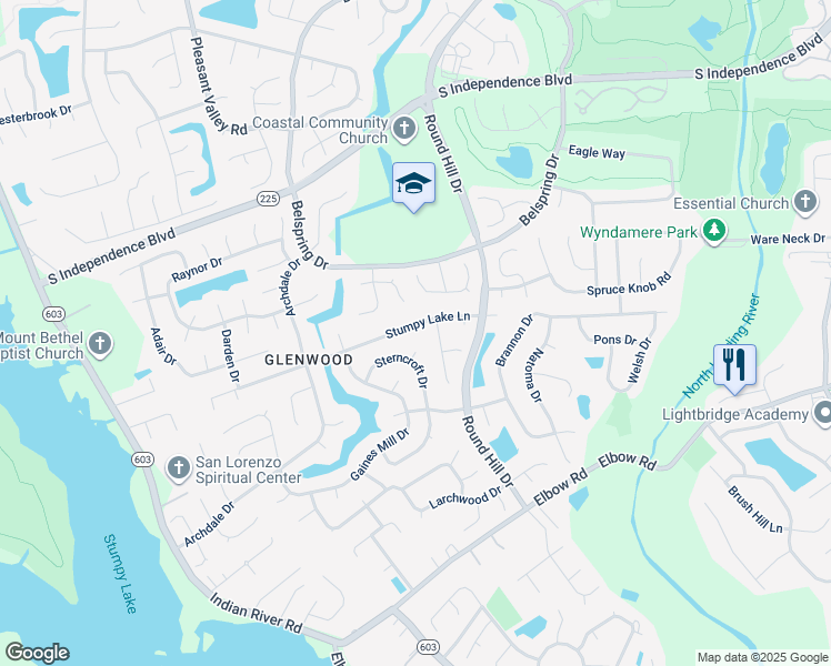map of restaurants, bars, coffee shops, grocery stores, and more near 3785 Stumpy Lake Lane in Virginia Beach