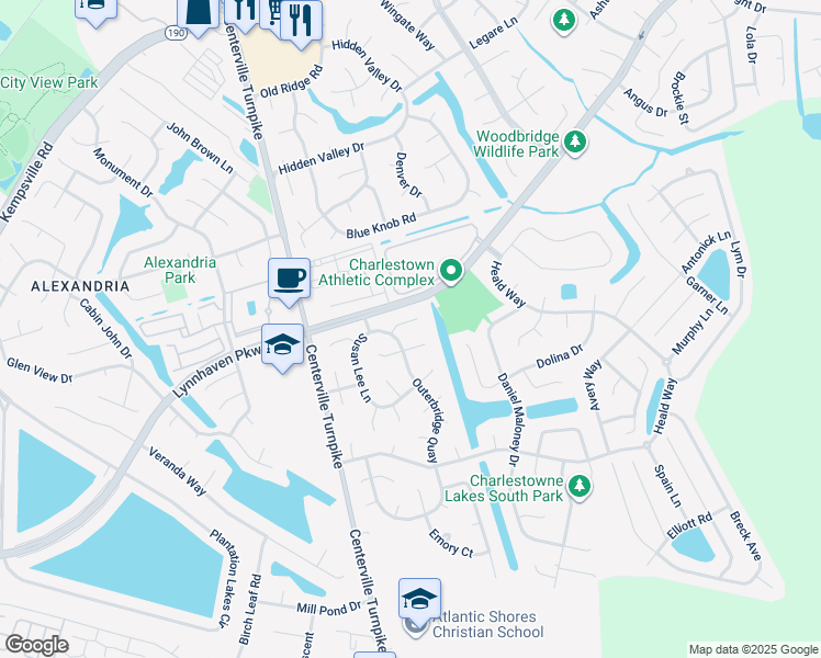 map of restaurants, bars, coffee shops, grocery stores, and more near 2017 Stanten Lane in Virginia Beach