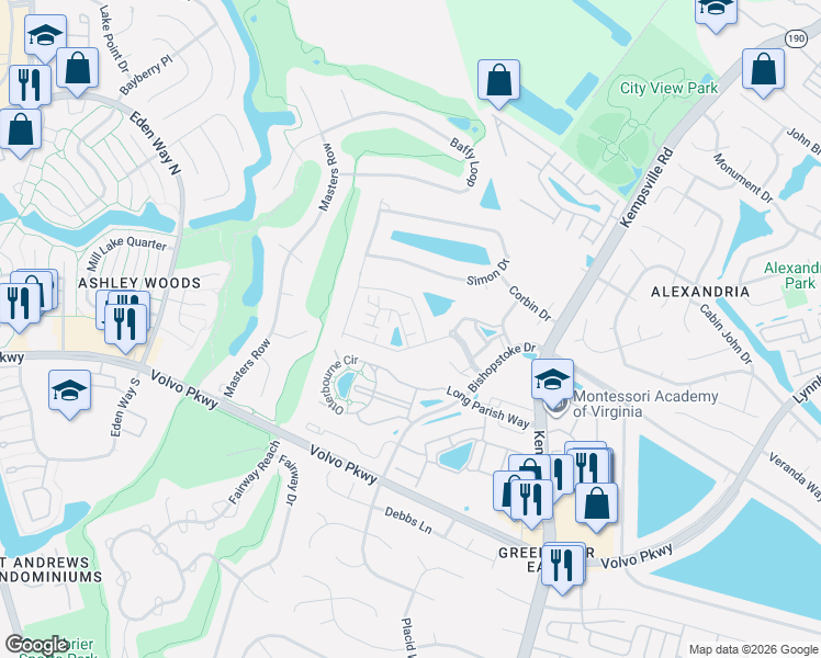 map of restaurants, bars, coffee shops, grocery stores, and more near 1439 Carrolton Way in Chesapeake