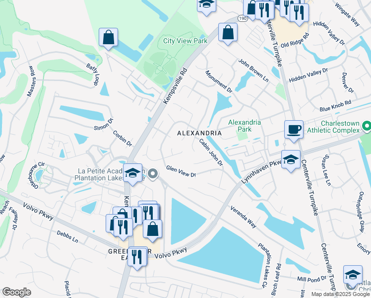 map of restaurants, bars, coffee shops, grocery stores, and more near 2100 Fort Belvoir Drive in Virginia Beach