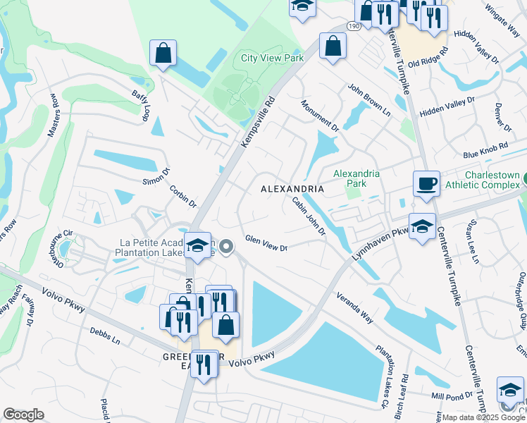 map of restaurants, bars, coffee shops, grocery stores, and more near 2112 Fort Belvoir Drive in Virginia Beach
