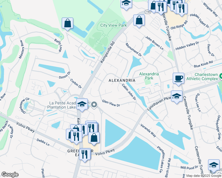 map of restaurants, bars, coffee shops, grocery stores, and more near 2108 Fort Belvoir Drive in Virginia Beach