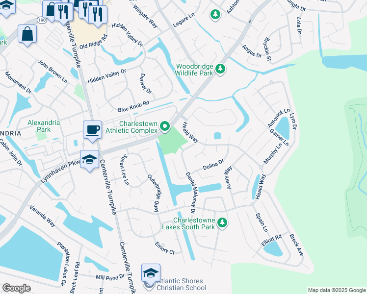 map of restaurants, bars, coffee shops, grocery stores, and more near 913 Daniel Maloney Drive in Virginia Beach