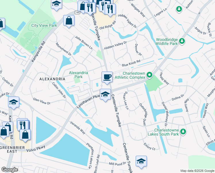 map of restaurants, bars, coffee shops, grocery stores, and more near 5705 Lynnhaven Parkway in Virginia Beach