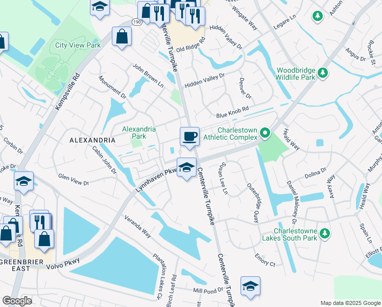 map of restaurants, bars, coffee shops, grocery stores, and more near 2075 Centerville Turnpike in Virginia Beach