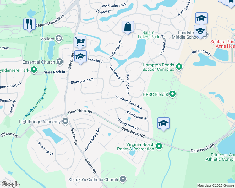 map of restaurants, bars, coffee shops, grocery stores, and more near 2004 State Circle in Virginia Beach