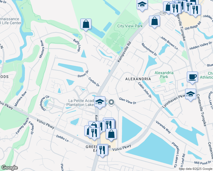 map of restaurants, bars, coffee shops, grocery stores, and more near 2205 Fort Belvoir Drive in Virginia Beach