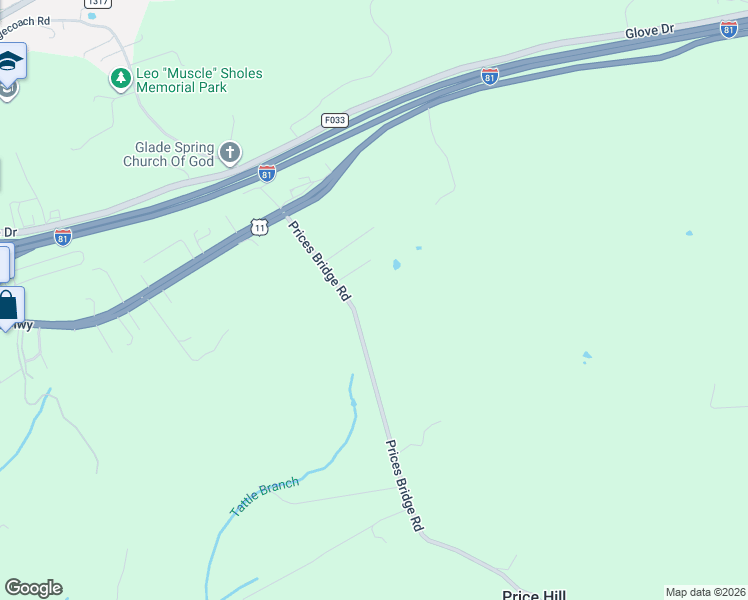 map of restaurants, bars, coffee shops, grocery stores, and more near 12453 Prices Bridge Road in Glade Spring
