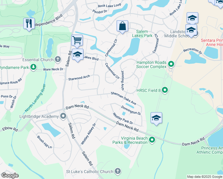 map of restaurants, bars, coffee shops, grocery stores, and more near 2000 State Circle in Virginia Beach