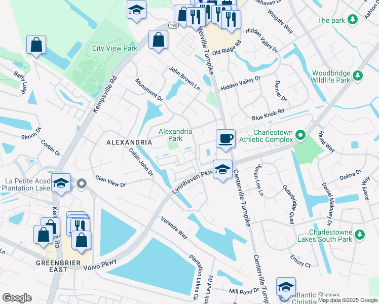 map of restaurants, bars, coffee shops, grocery stores, and more near 5716 Magnolia Chase Way in Virginia Beach