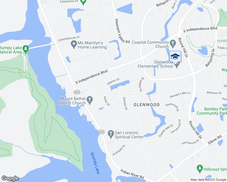 map of restaurants, bars, coffee shops, grocery stores, and more near 2405 Dabney Court in Virginia Beach