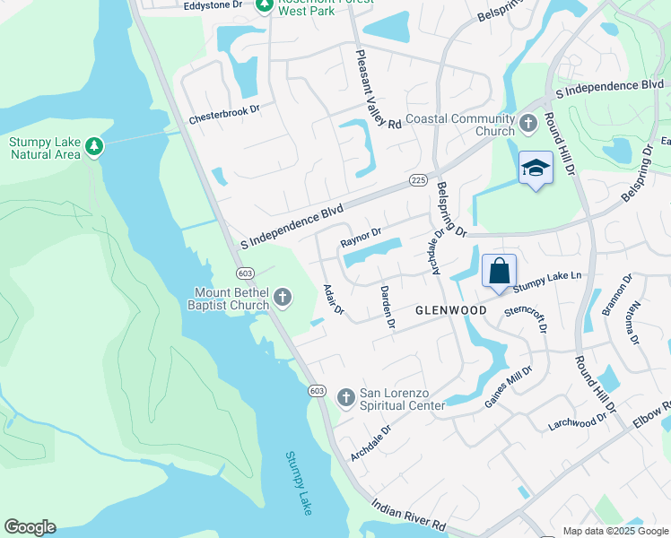 map of restaurants, bars, coffee shops, grocery stores, and more near 1277 Raynor Drive in Virginia Beach