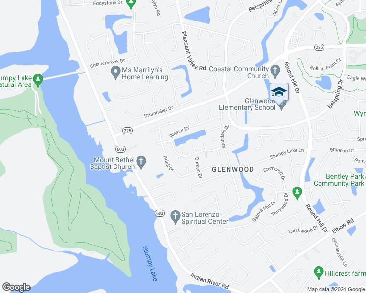 map of restaurants, bars, coffee shops, grocery stores, and more near 2401 Dabney Court in Virginia Beach