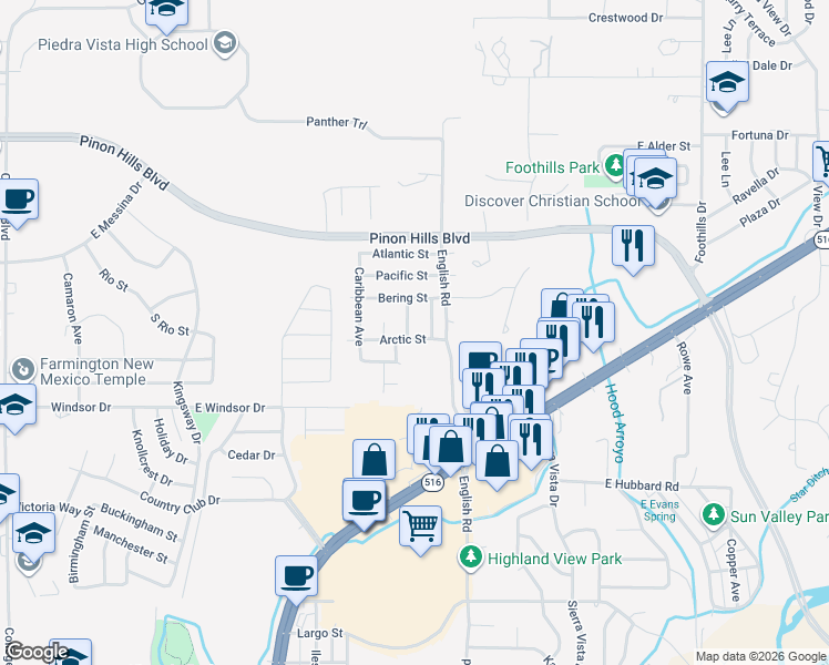 map of restaurants, bars, coffee shops, grocery stores, and more near 4705 Baltic Avenue in Farmington