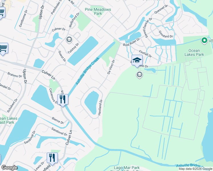 map of restaurants, bars, coffee shops, grocery stores, and more near 924 Chimo Court in Virginia Beach