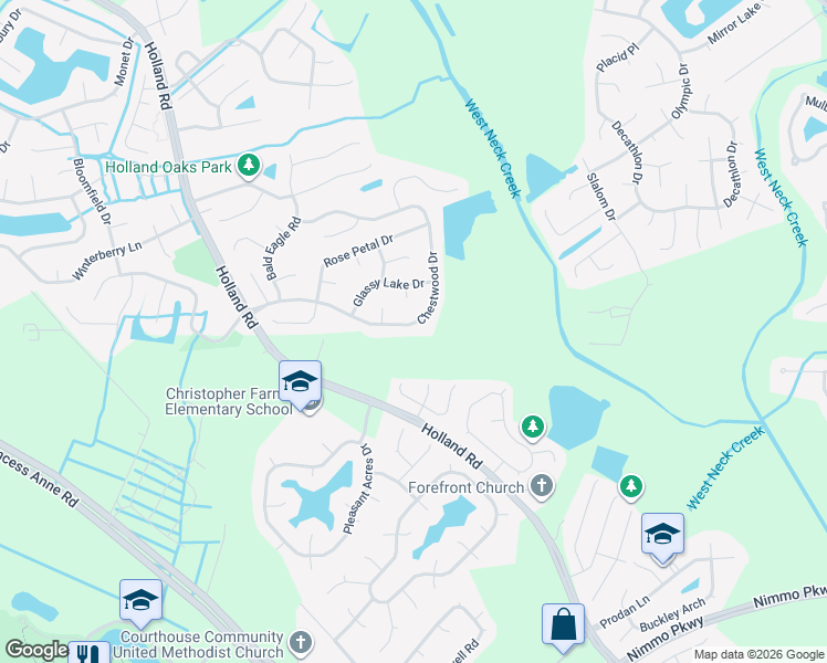 map of restaurants, bars, coffee shops, grocery stores, and more near 1769 Chestwood Drive in Virginia Beach