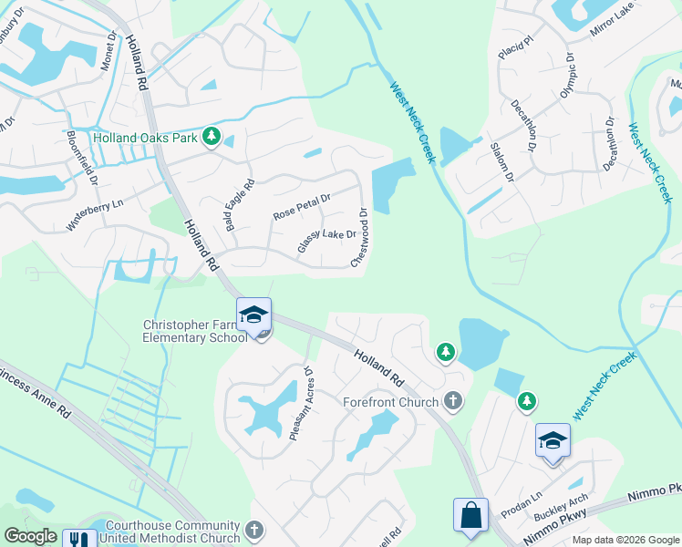 map of restaurants, bars, coffee shops, grocery stores, and more near 1769 Chestwood Drive in Virginia Beach