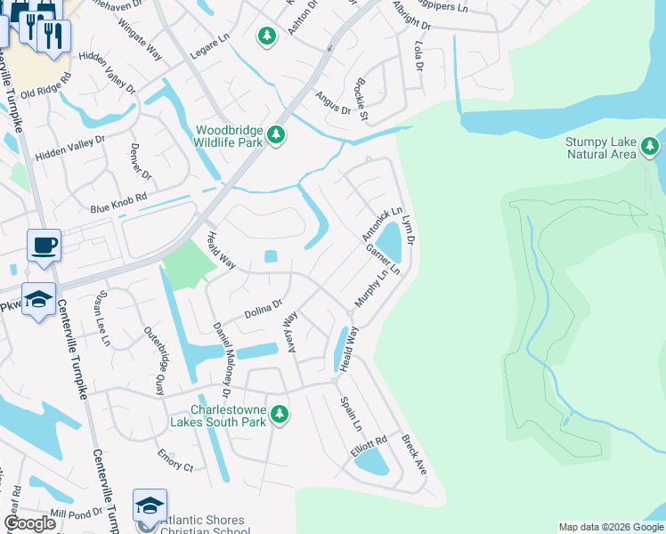 map of restaurants, bars, coffee shops, grocery stores, and more near 920 Laconia Court in Virginia Beach